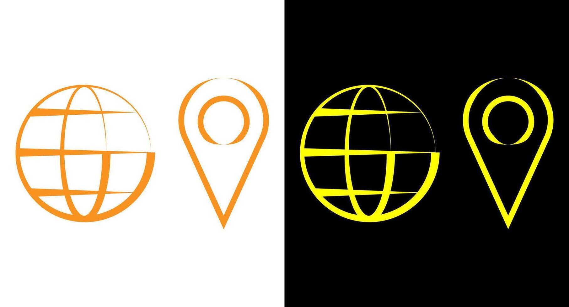 Location pointer pin or You are here marker sign symbol and world globe earth web symbol. vector