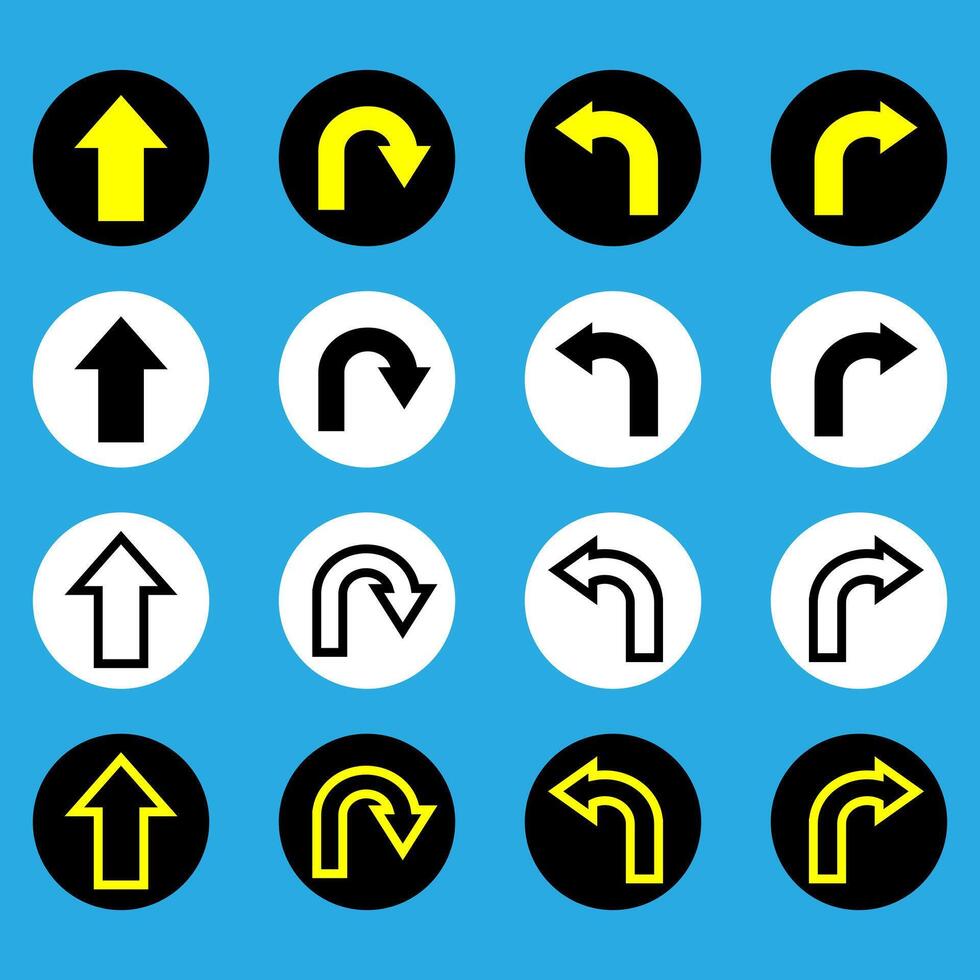 Left and right direction arrow icon, one way only, U Turn sign symbol. vector