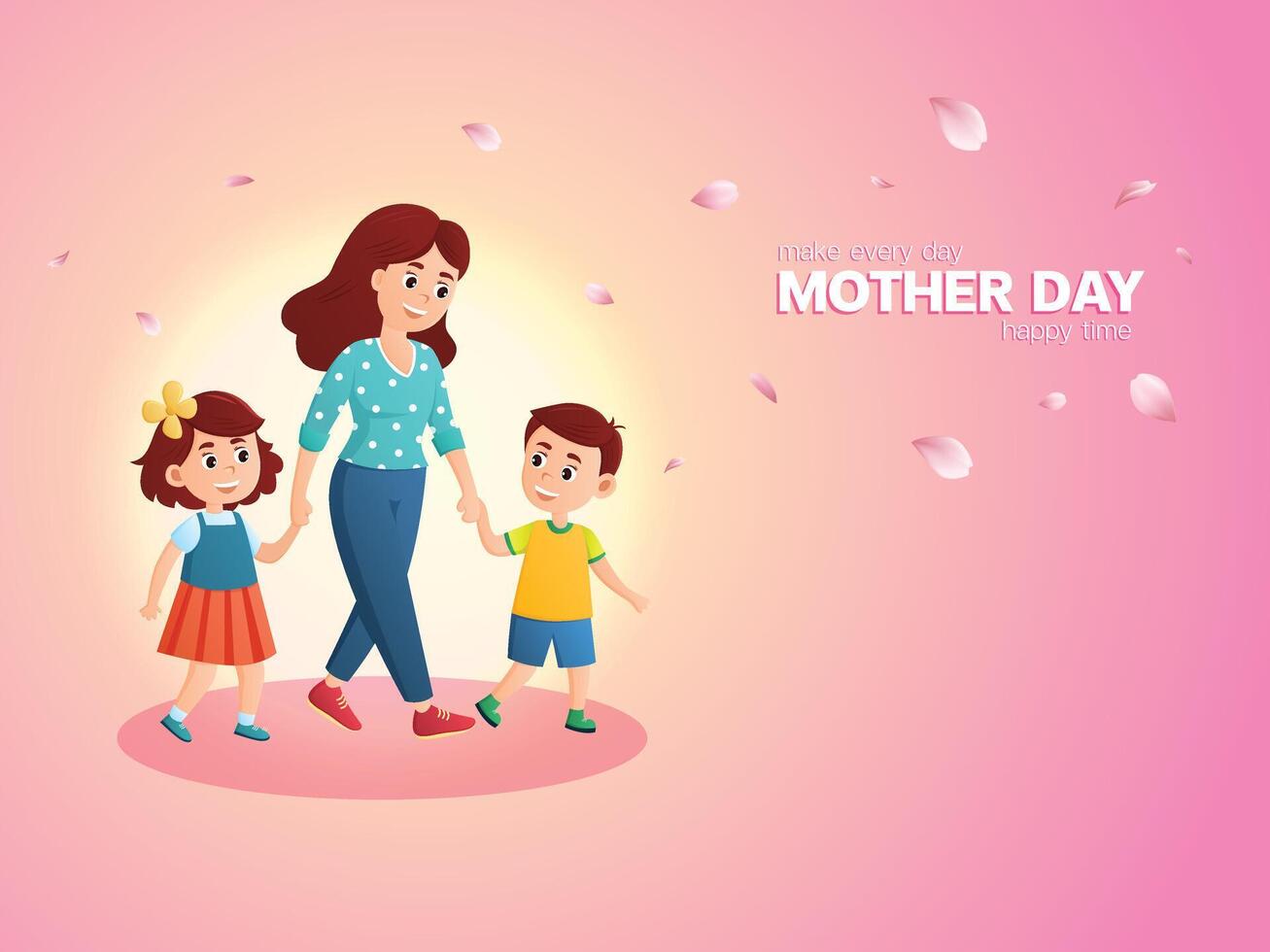 Mother day love Card banner illustration design vector