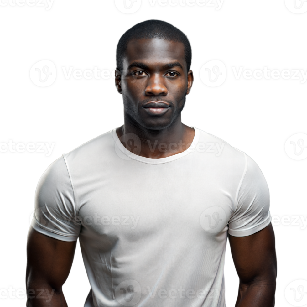 Confident young man with a strong physique on a clear background png