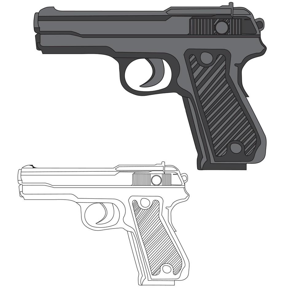 line art and character gun design vector