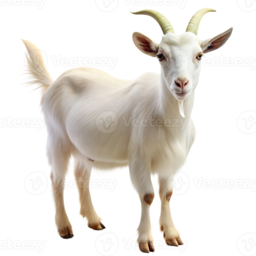 Realistic white goat on a transparent background png