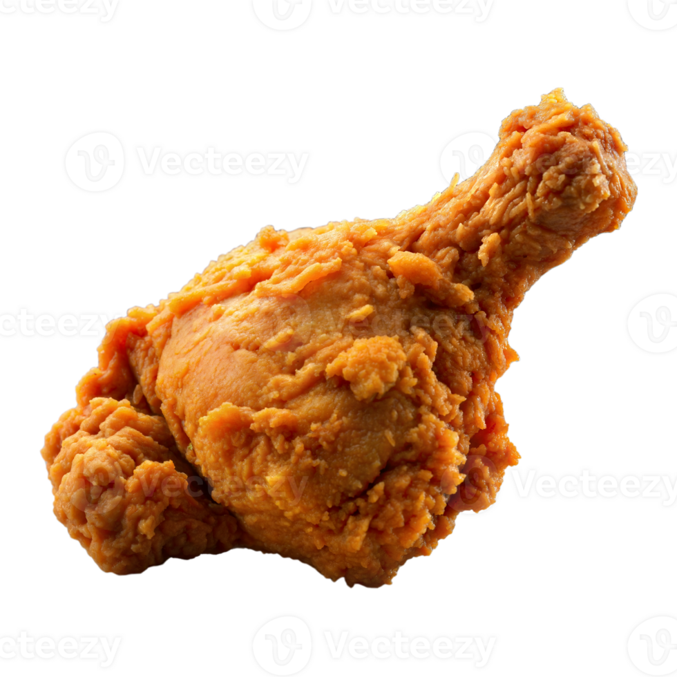 Crispy fried chicken drumstick on a transparent background png