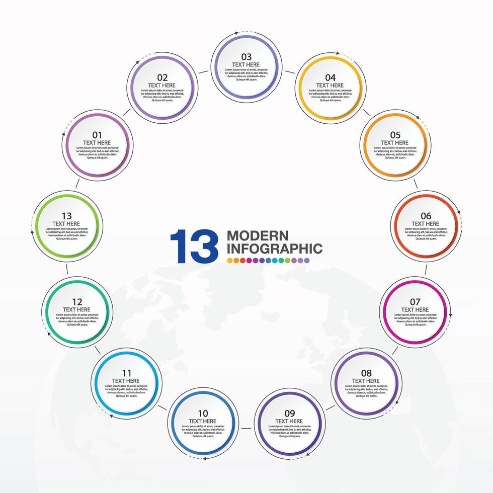 Infographic with 13 steps, process or options. vector