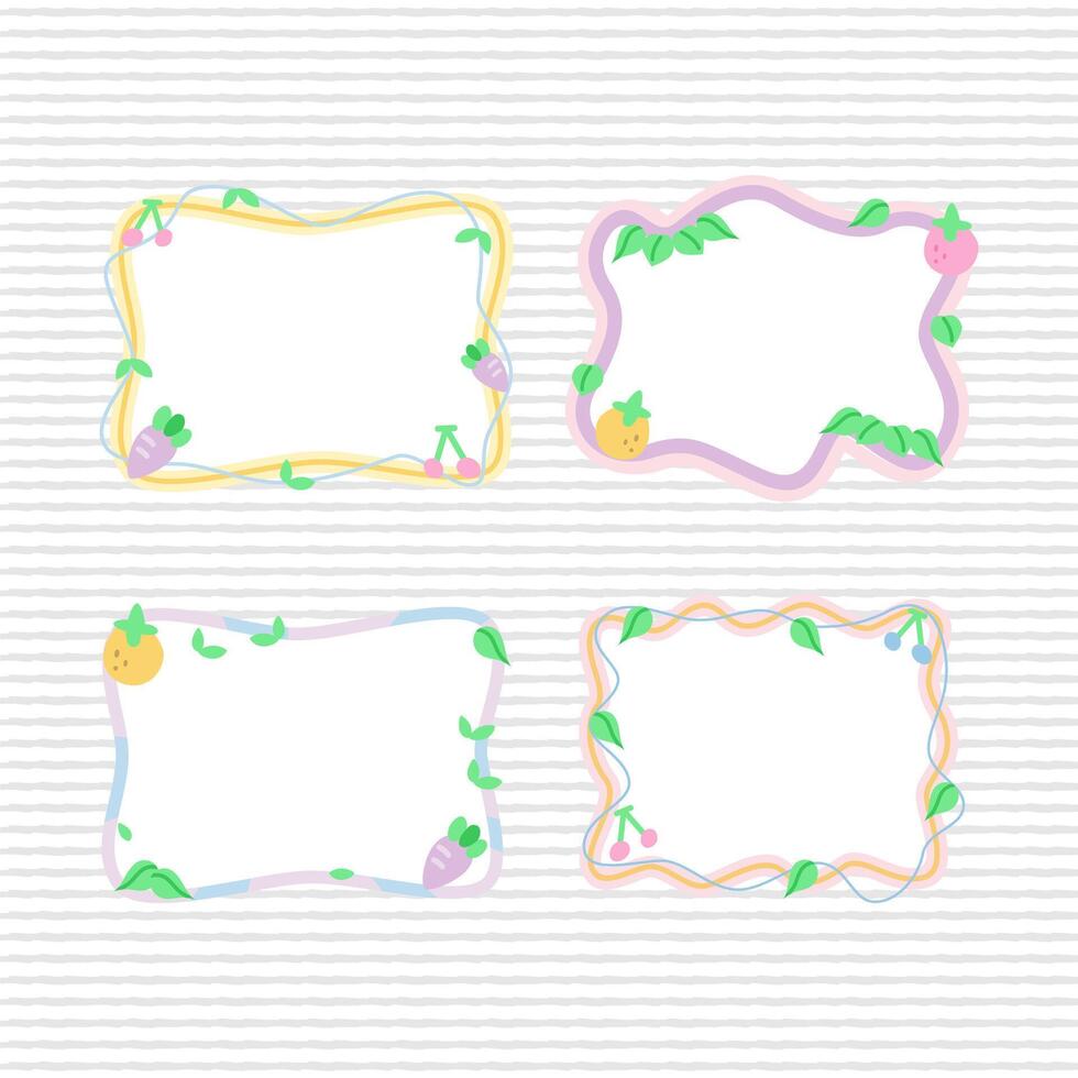 fruit and nature theme note or frame pastel color design collection vector