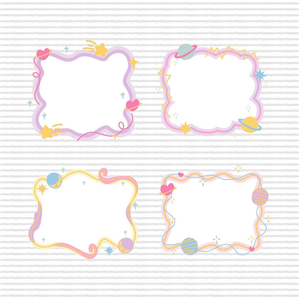 adorable galaxy theme note or frame pastel color design collection vector