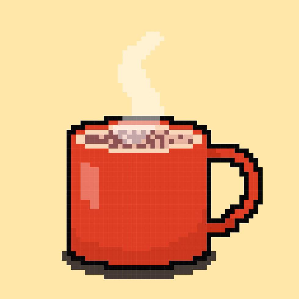 Illustration of Coffee with Pixel Art Design vector