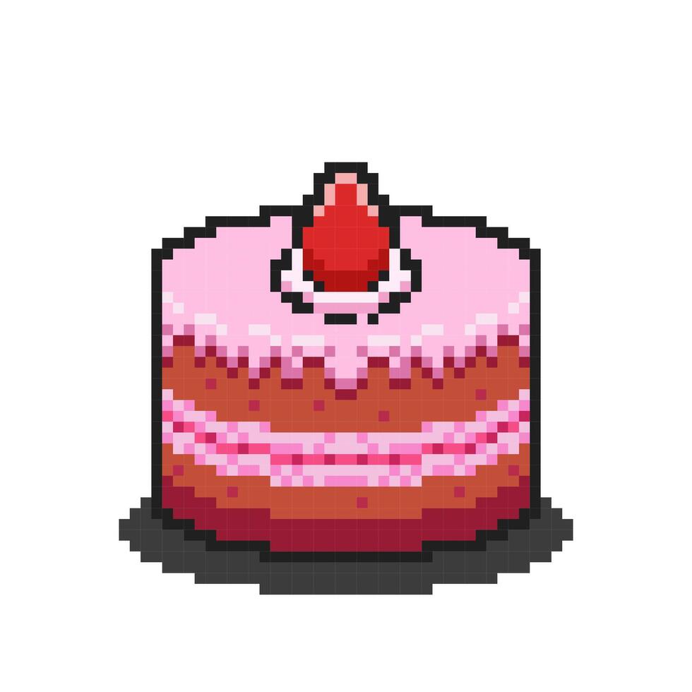Illustration of Cake with Pixel Art Design vector