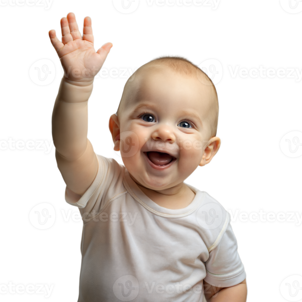Happy baby waving hand with joy and excitement png
