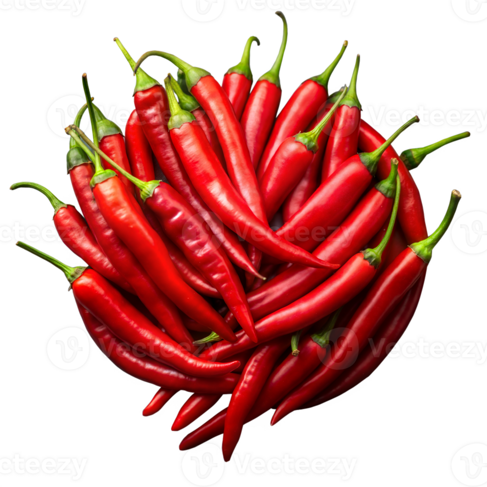 Vibrant red chili peppers arranged in a circular pattern png