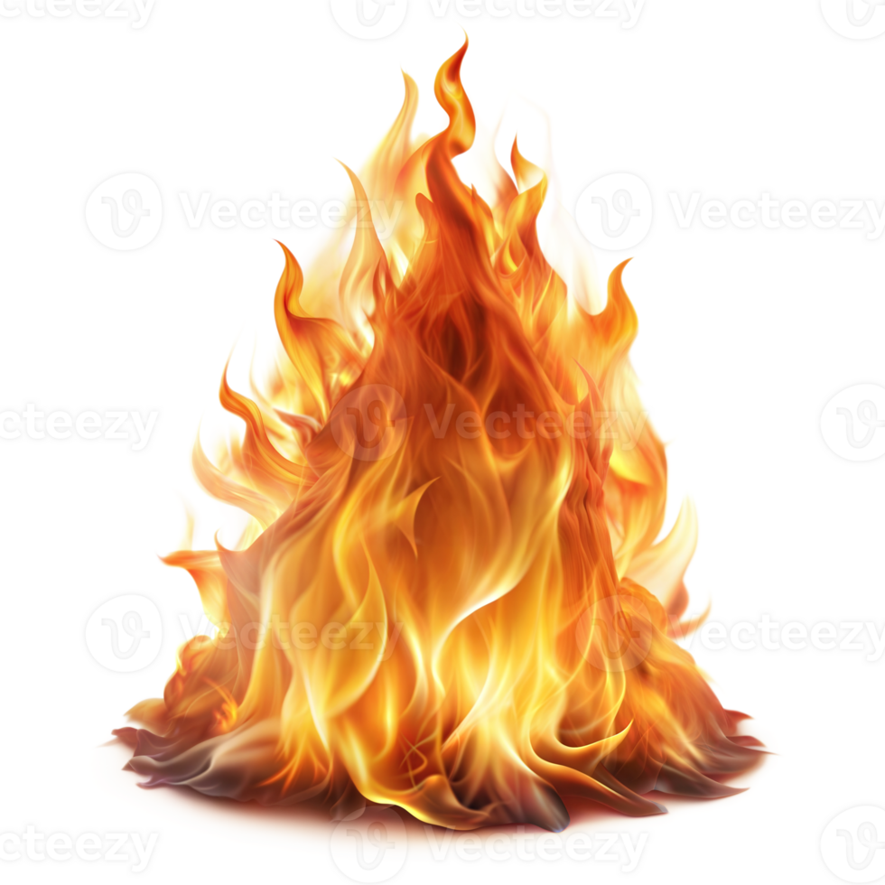 Vibrant realistic fire flames on transparent background png