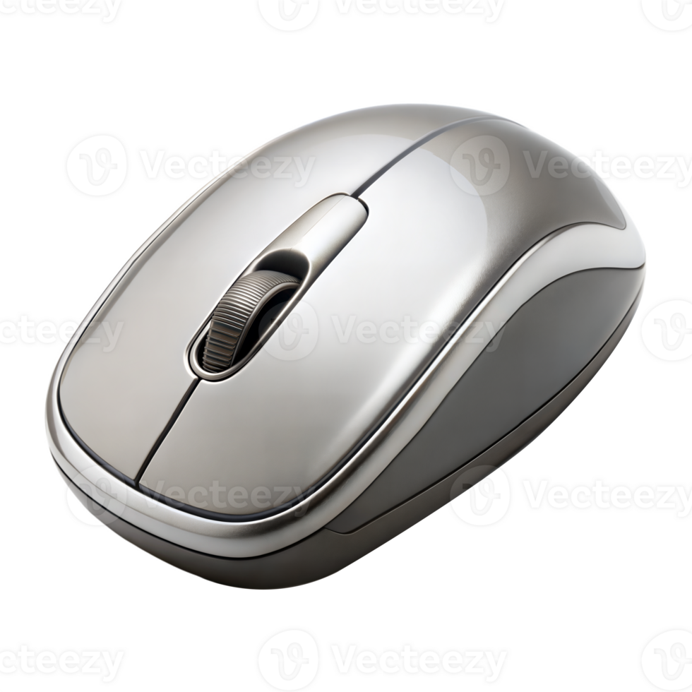 Sleek wireless mouse with a modern silver design png