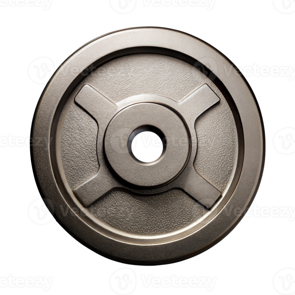 High-resolution image of a gray metal pulley isolated png
