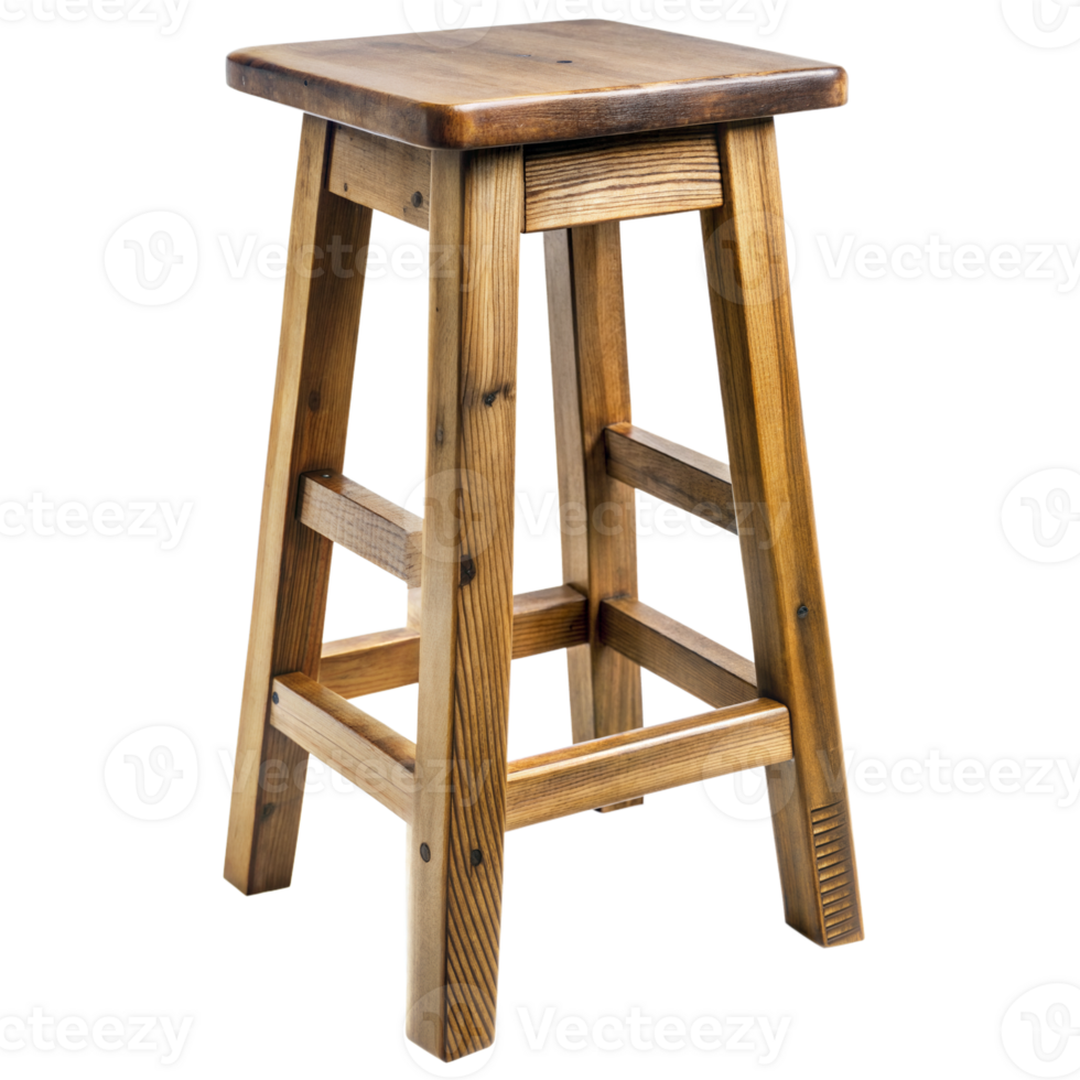 Classic wooden stool on a transparent background png