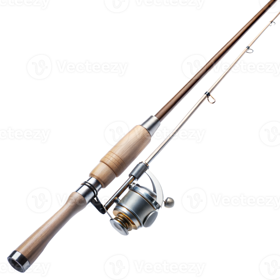 High-quality fishing rod and reel on a seamless background png