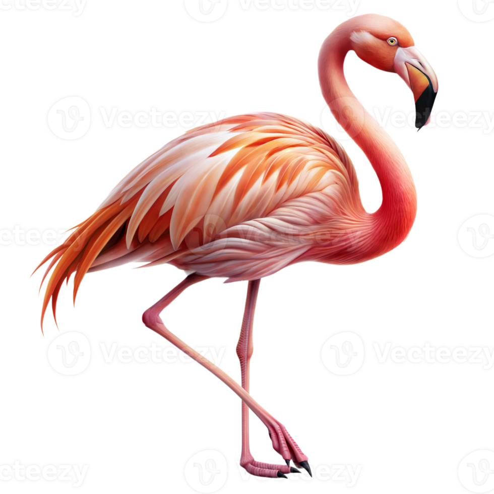 Vibrant flamingo standing gracefully on one leg png