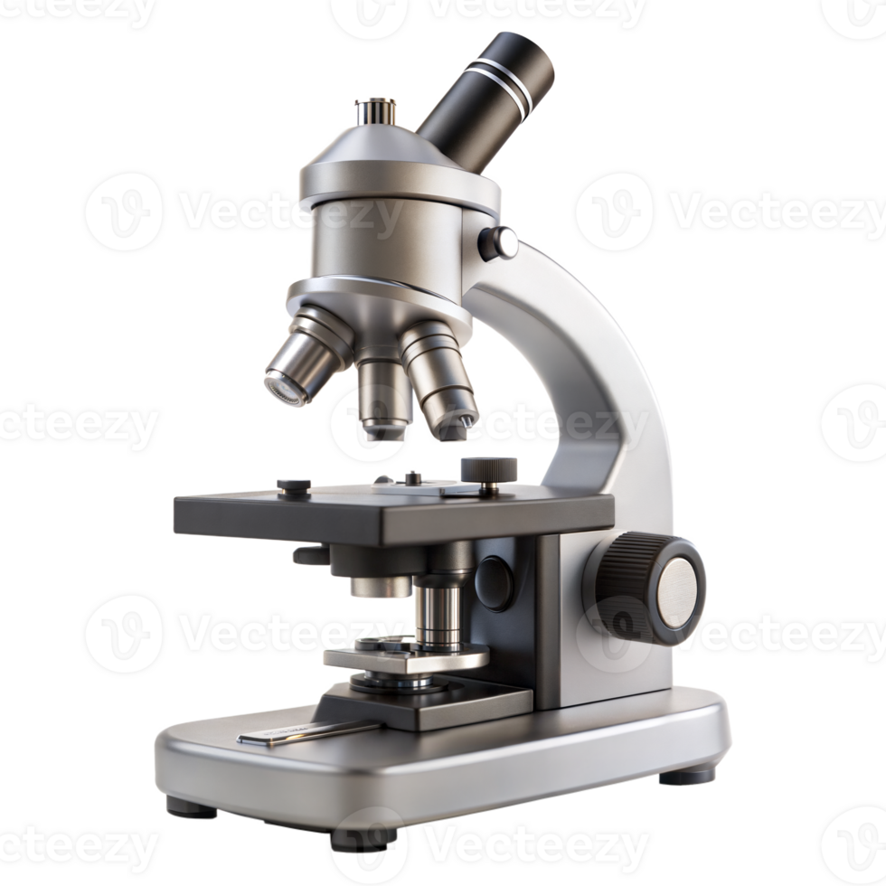 Professional laboratory microscope isolated on a transparent background png