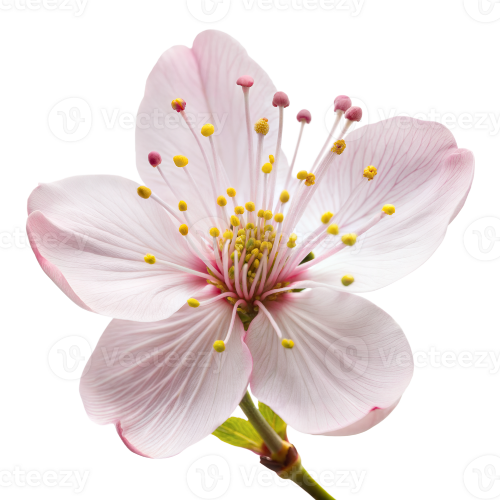 Close-up of a delicate pink cherry blossom in full bloom png