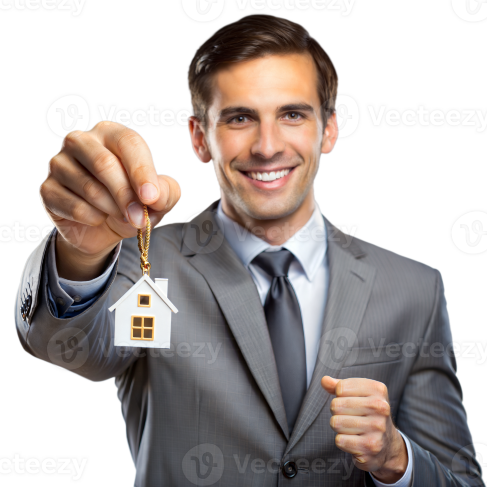 sorridente vero tenuta agente Tenere un' Casa sagomato portachiavi png