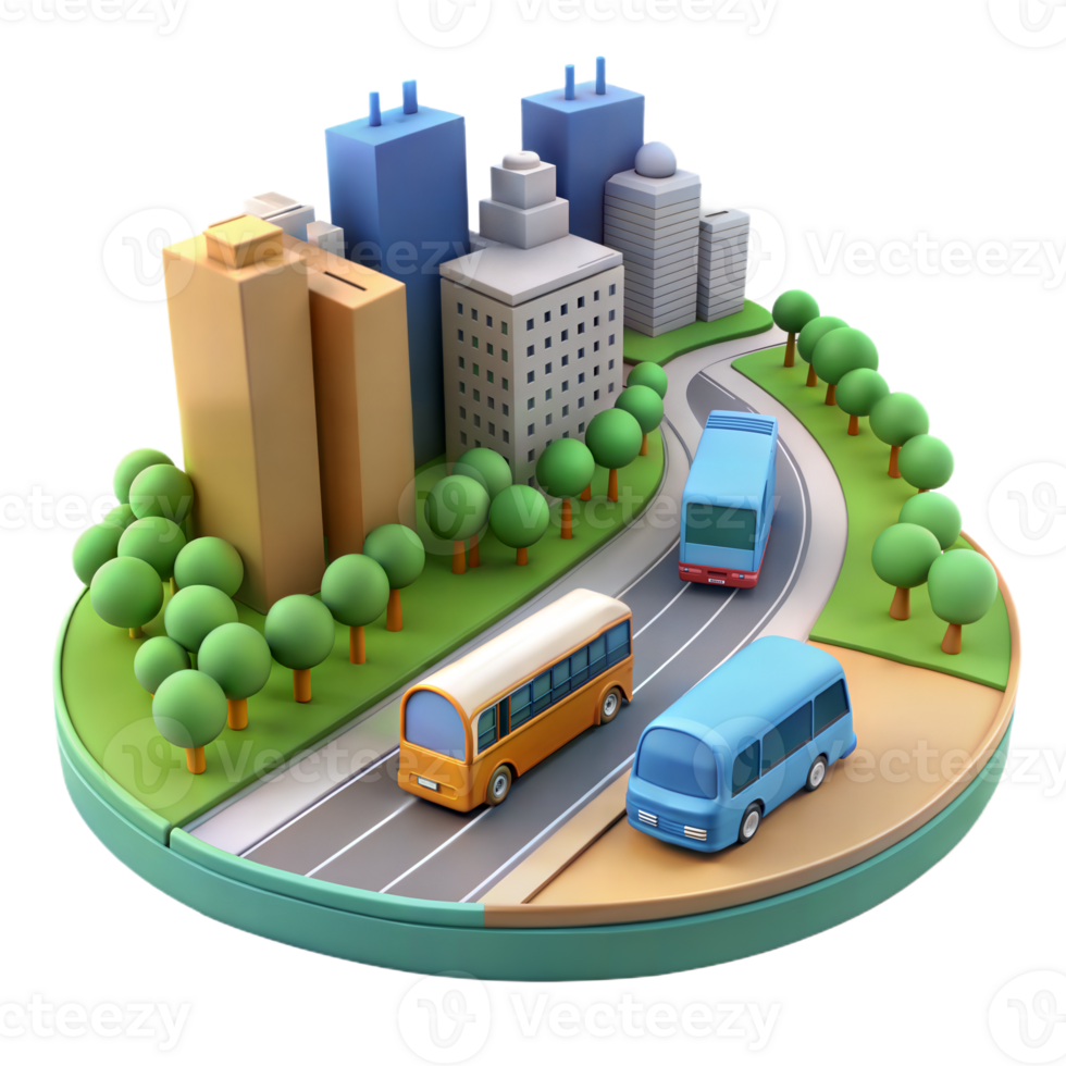 giocattolo città modello con autobus e autobus png