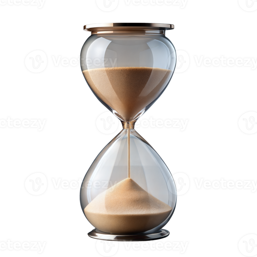 Classic hourglass with flowing sand on transparent background png