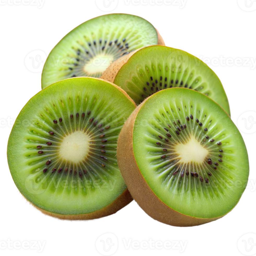 Fresh kiwi slices arranged with vibrant green flesh png