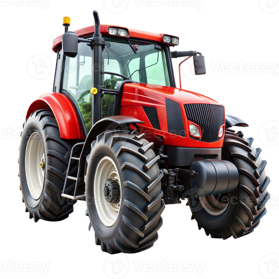 Modern red tractor isolated on transparent background png