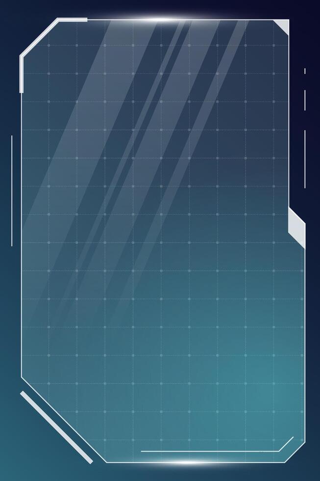 HUD digital futuristic user interface vertical square frame. Sci Fi high tech screen. Game UI menu touching cyber monitoring dashboard panel. Cyberspace head-up display GUI or FUI information EPS sign vector