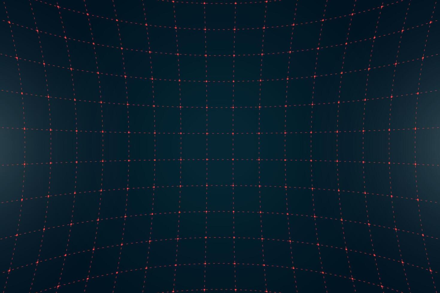 VR HUD futuristic interface voluminous square grid. Line and dot head up display red pattern. Digital UI screen convex mesh. GUI digital hi tech visor frame template. FUI Sci Fi dashboard display. Eps vector