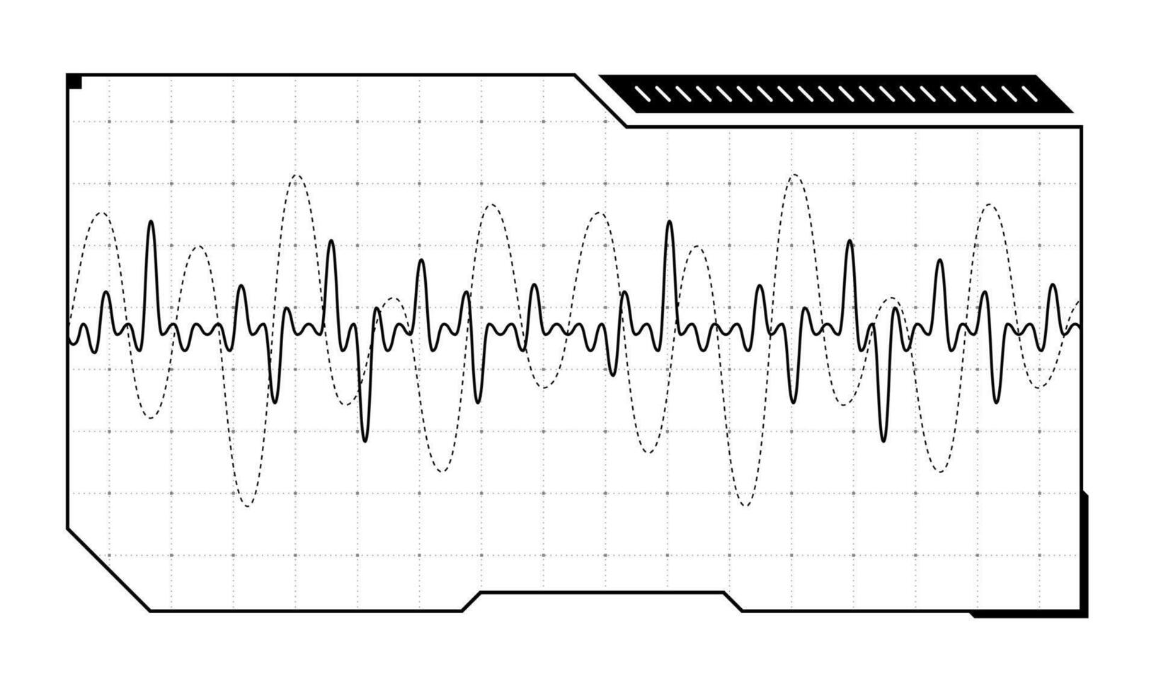 HUD digital futuristic user interface audio equalizer frame. Sci Fi high tech music sound wave screen. GUI and FUI cyber radio monitoring dashboard panel. Head up display UI infographic design element vector