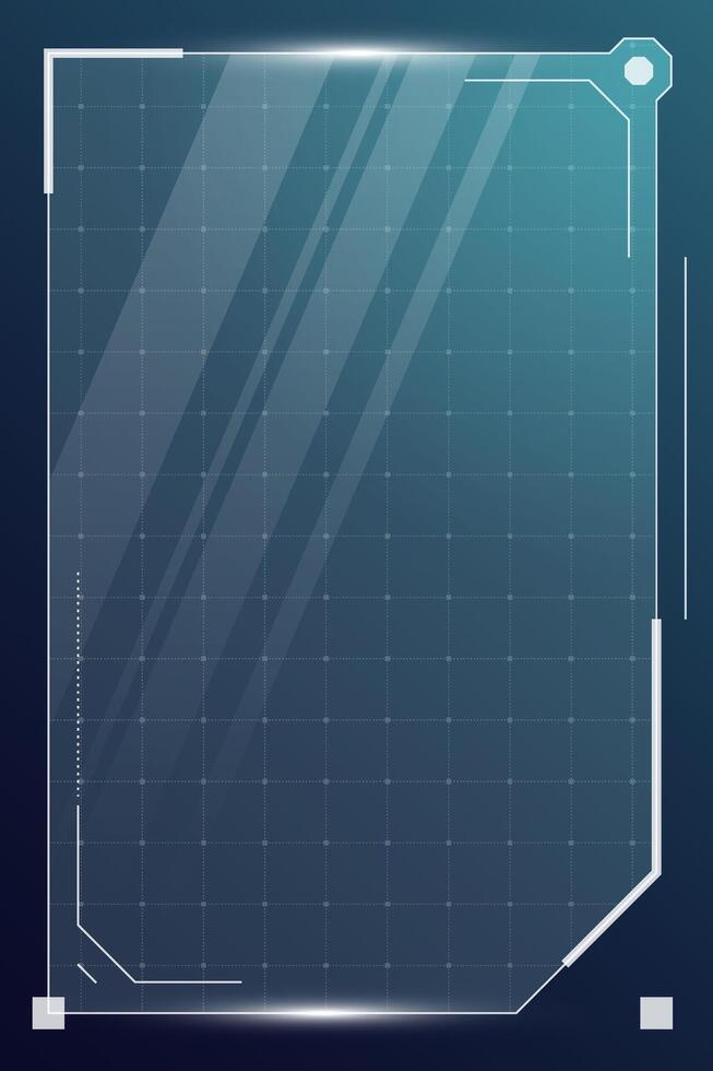 HUD digital futuristic user interface vertical frame. Sci Fi high tech screen. Gaming UI menu touching cyberpunk monitoring dashboard panel. Cyberspace head-up display information eps sign vector