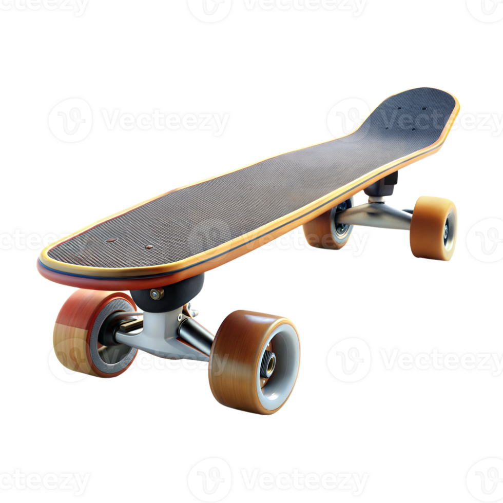 Skateboard with wheels on transparent background png