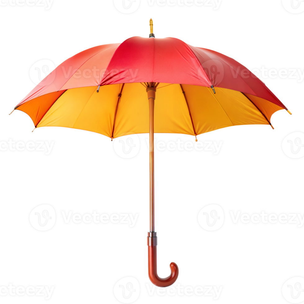 vibrant rouge, jaune, et Orange parapluie avec en bois manipuler png