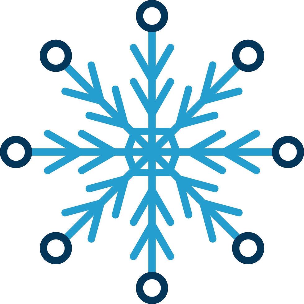 Snowflake Line Blue Two Color Icon vector