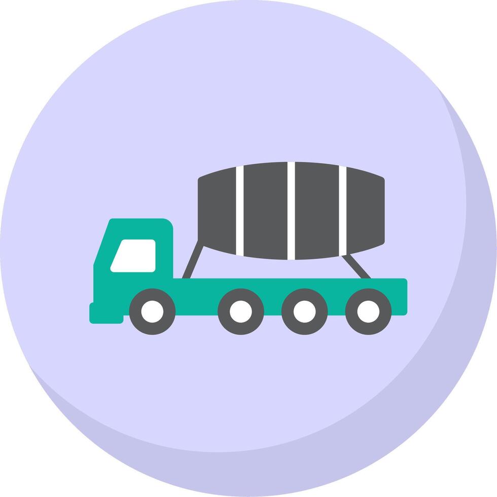 Cement Truck Flat Bubble Icon vector