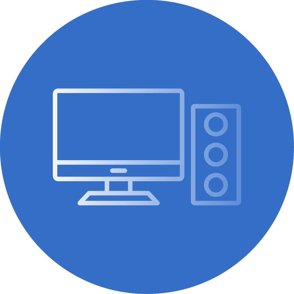 Desktop Computer Flat Bubble Icon vector