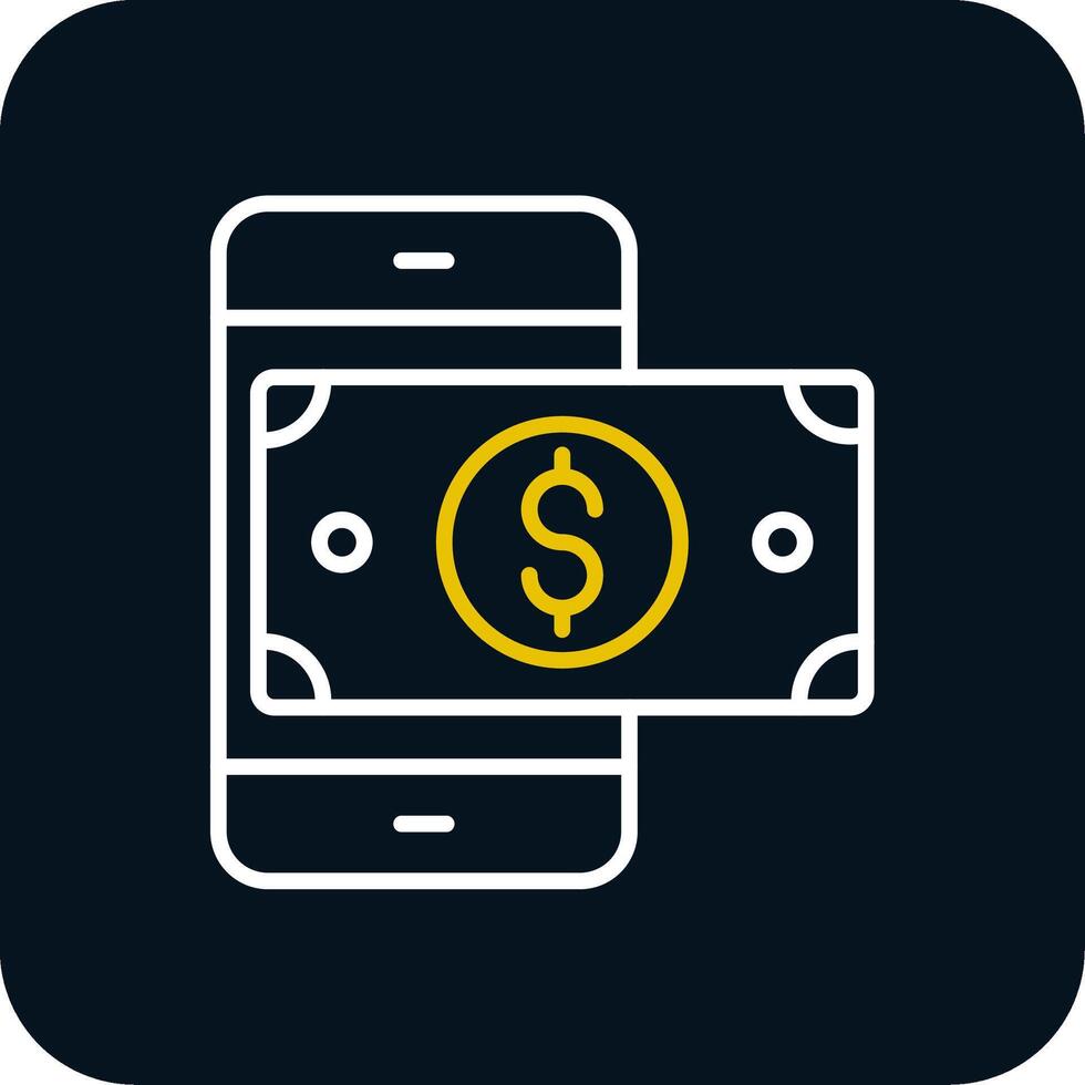 Mobile Money Line Red Circle Icon vector