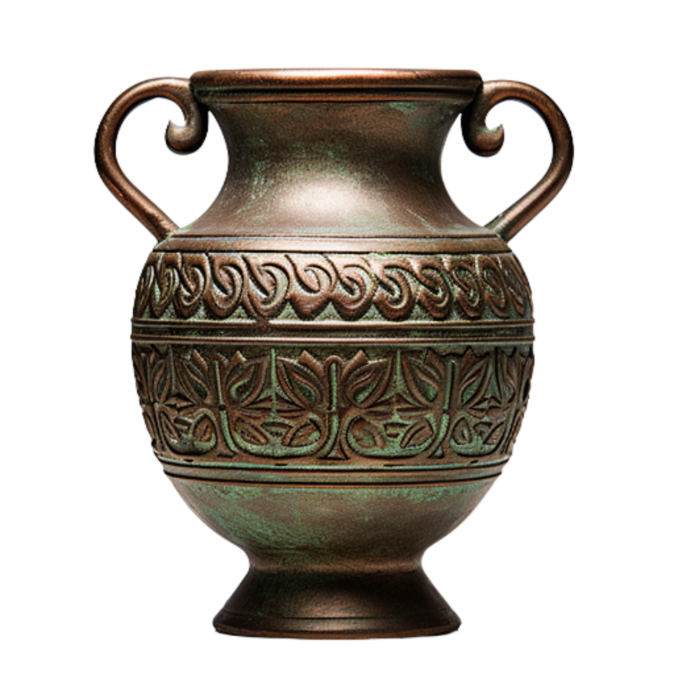 generated ai Vintage pot bronze isolated on transparent background file png