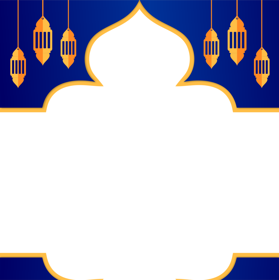 transparent blue frame border, Islamic theme background png