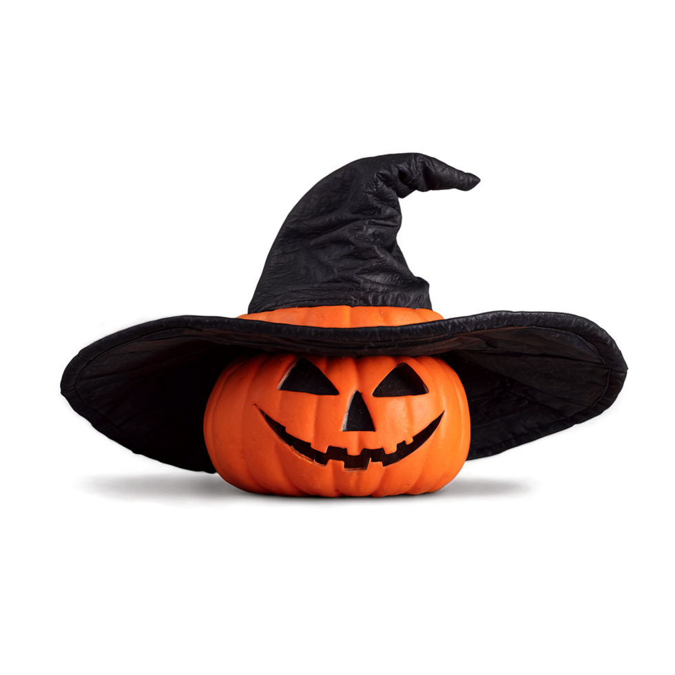 halloween tema häxa hatt med pumpa isolerat på transparent bakgrund png