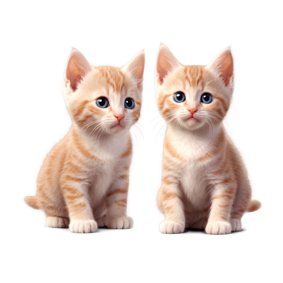 Cute Kitten Cat Pair isolated on transparent background png