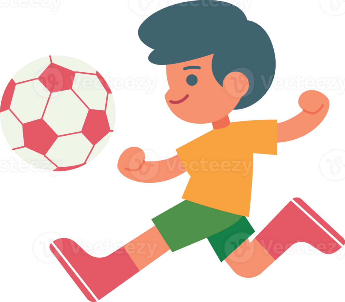 contento niño jugando fútbol americano plano Arte ilustración png