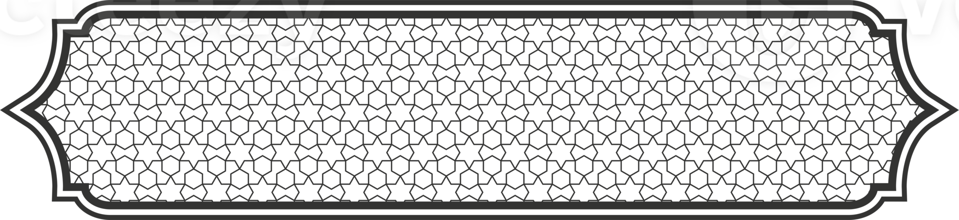 Ramadan Arabic shape. Islamic frame with ornament. Turkish ribbon decorated element with pattern. Oriental banner and tag template. png