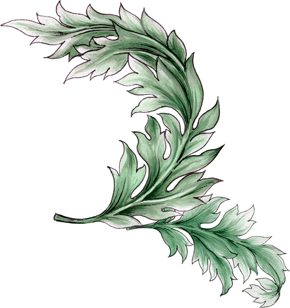 Elements motif jacobean rococo folk art png
