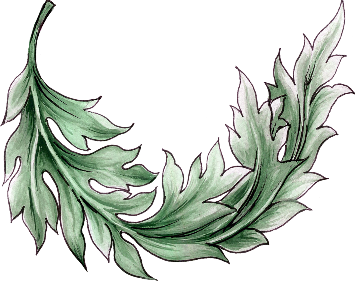 Elements motif jacobean rococo folk art png