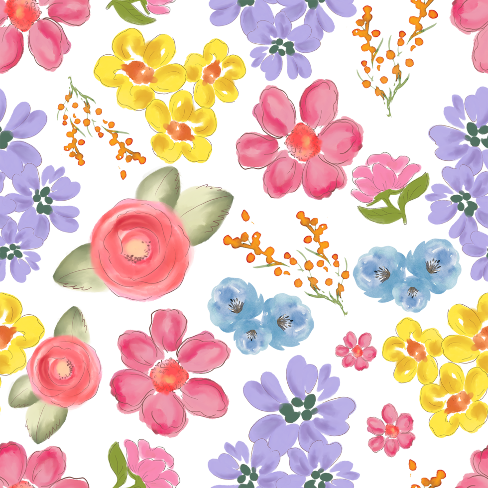 Seamless pattern little flower tiny blossom isolated element png