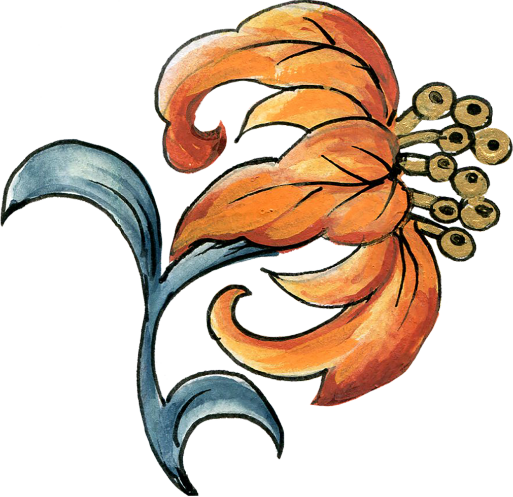 Elements motif jacobean rococo folk art png