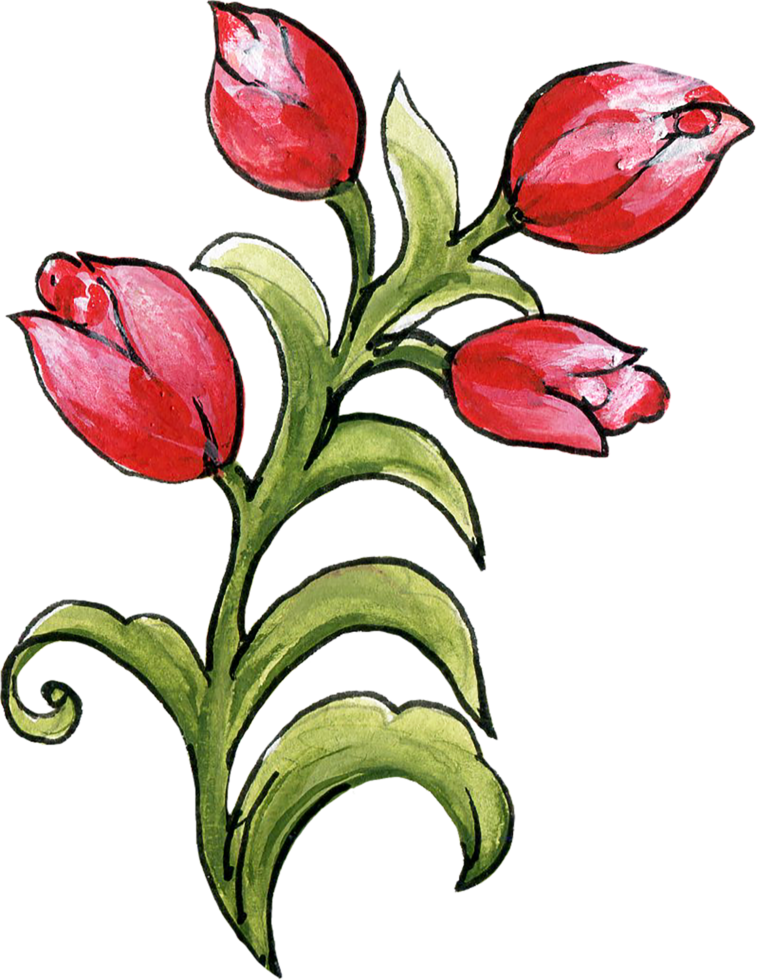 Elements motif jacobean rococo folk art png