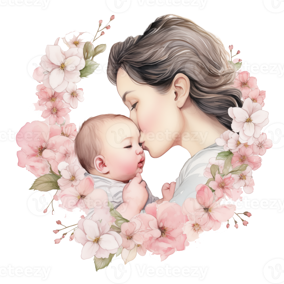 Lovely Mom kiss Baby png