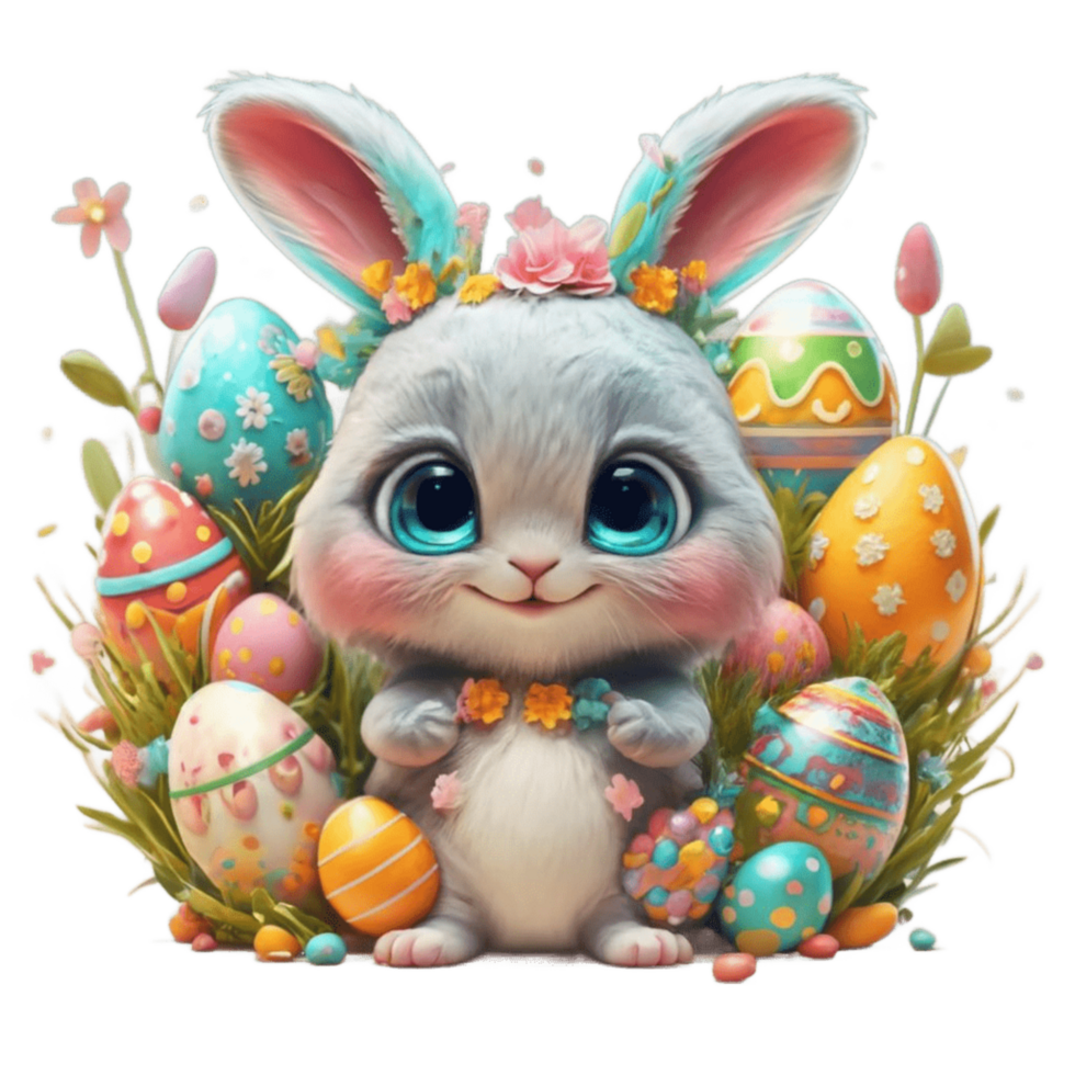 süß Ostern Hase mit Eier ai png